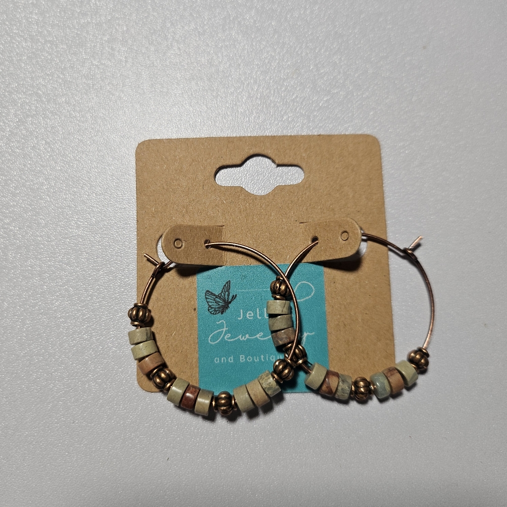 Jelly's Jewelry And Boutique Handcrafted Earth Tone Colors Beaded Hoop Earring